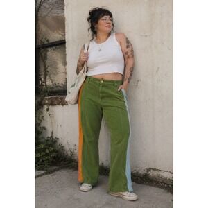 Big Bud Press Western Pants Green Multi Color Stripe Cotton Twill Made in LA- 1X